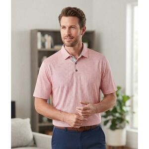 Etonic Mens XXL Pink Geometric Diamond Performance Golf Polo Shirt Short Sleeve